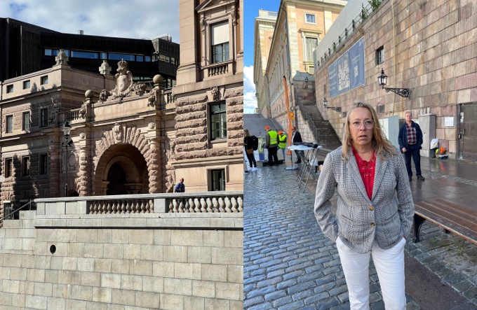 SSR deltar i manifestation och överlämnande av budkavle till riksdagens politiker, den 30 augusti kl 14